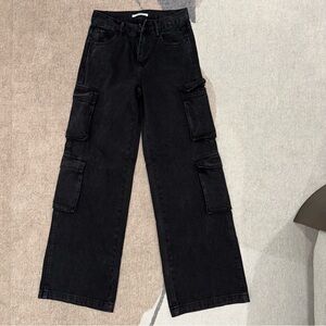 PacSun Black Wide Leg Cargo Jeans